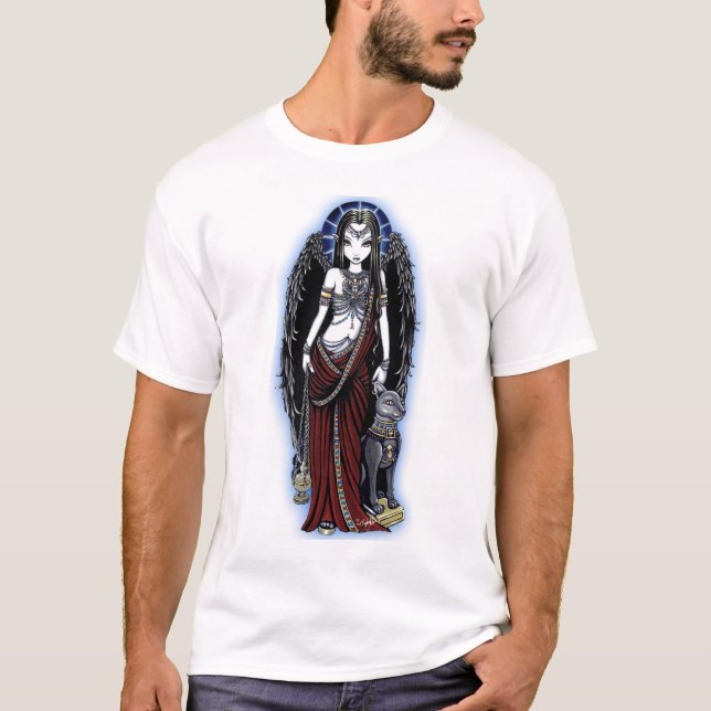 T-shirt Dessus égyptien d'art de Bastet d'ange de (Devant)