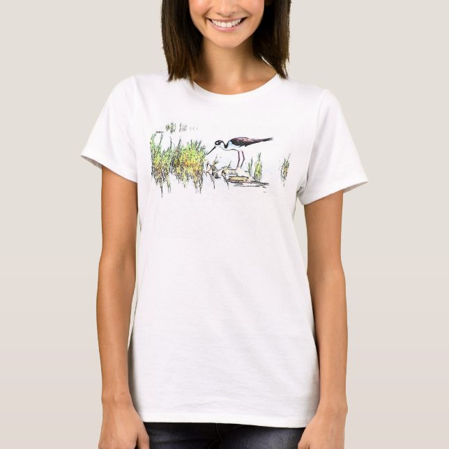 T-shirt Dessus Noir-Étranglé d'échasse (Devant)