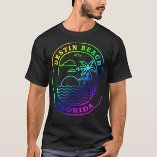 T-shirt Destin Beach Florida USA Rainbow Palm Tree Beach V