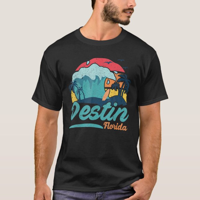 T-shirt Destin Plage Florida Summer Surf Sun Set Palm T (Devant)