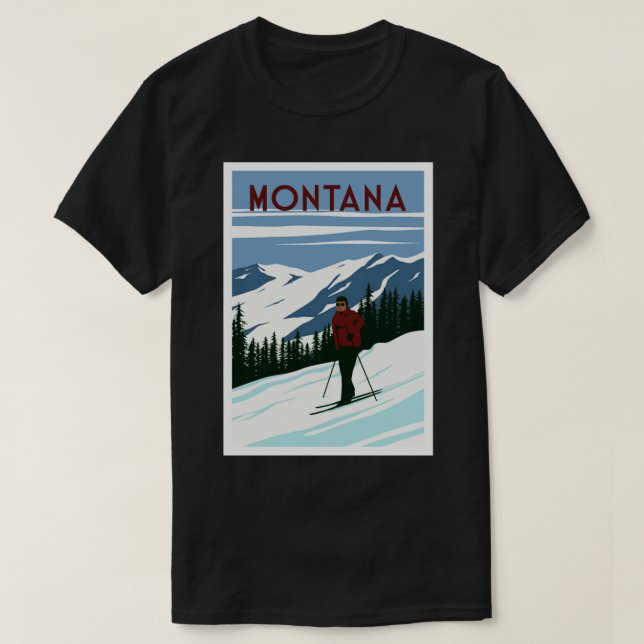 T-shirt Destination ski du Montana (Design devant)