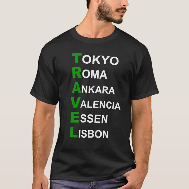 T-shirt destinations de voyage (Devant)