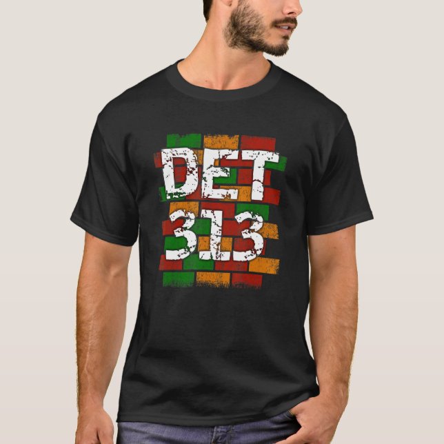 T-shirt DET 313 Graffiti du code régional de Détroit (Devant)