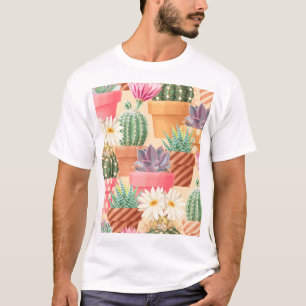 T-shirt Détaillé succulent, cactus motif sans soudure.