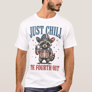T-shirt Détendez-vous pour le quatrième patriotique Raccoo