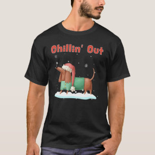 T-shirt Détente Caniche Nain Teckel Chien Saucisse Hiver S