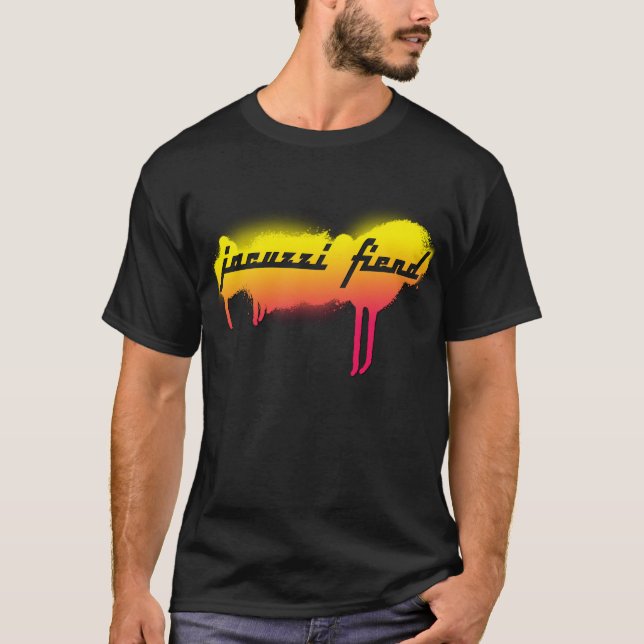 T-shirt d'étiquette de noir de démon de jacuzzi (Devant)