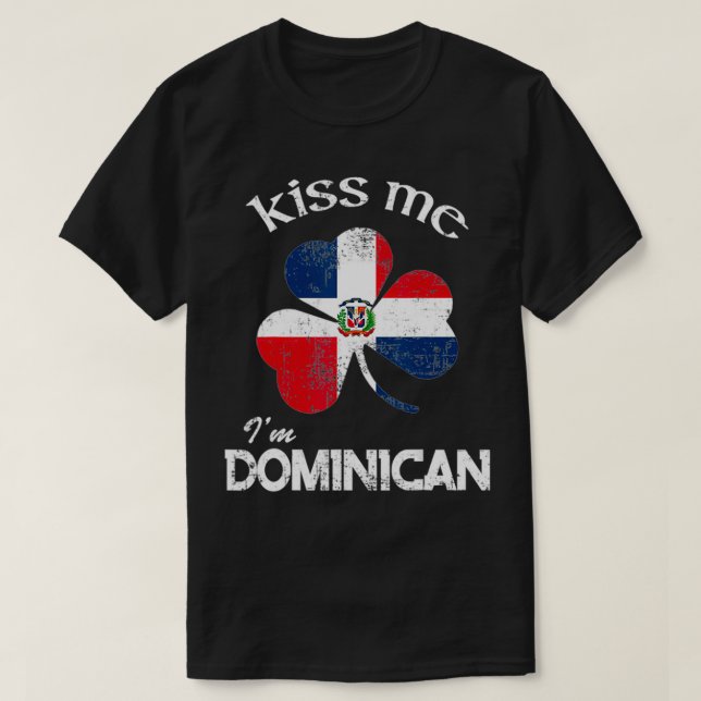 T-shirt Détresse Kiss Me Je suis Shamrock dominicain St (Design devant)
