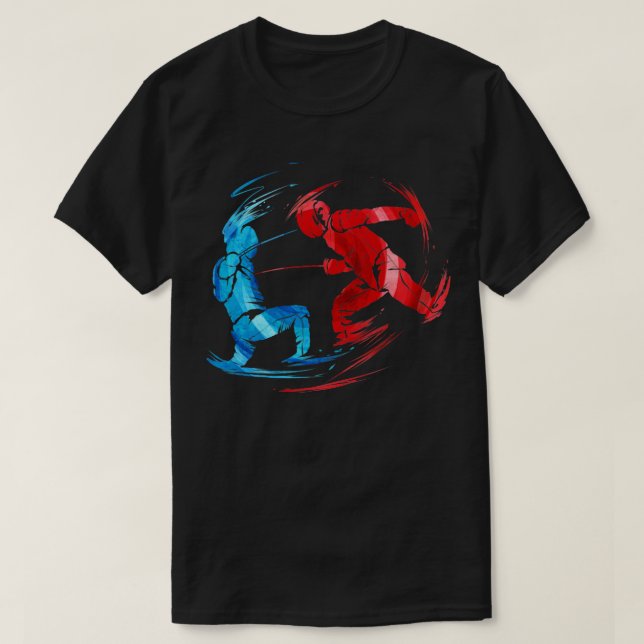 T-shirt Deux adversaires dans la lutte contre l'escrime (Design devant)