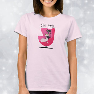 T-shirt Deux chats du milieu du siècle assis sur une chais
