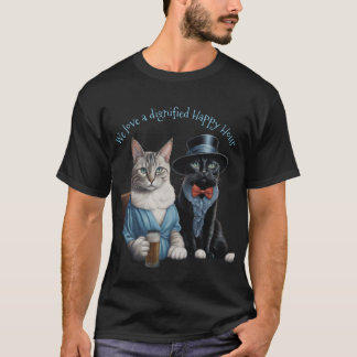 T-shirt Deux chats fantaisistes bien habillés à l'heureuse