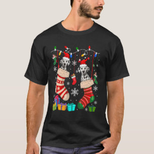 T-shirt Deux Chiens Dalmatiens De Père Noël Dans Des Chaus