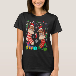 T-shirt Deux Chiens De Cockapou Père Noël Dans Des Chausse