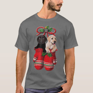 T-shirt Deux chiens de Labrador Retriever dans les gants N