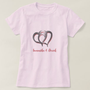 T-shirt Deux Coeurs Chrome Personnalisé avec les noms