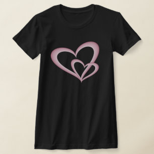 T-shirt Deux Coeurs roses modernes Art Abstrait