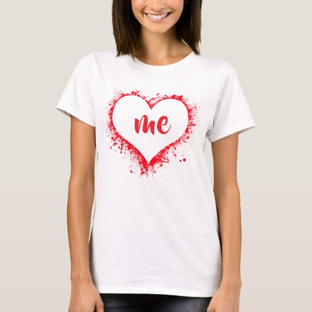 T-shirt Deux Coeurs, Un Amour, Embrasse-Moi : Deux Buts (Devant)