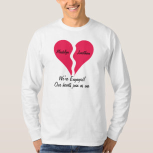 T-shirt Deux demi-coeurs rejoignez en un seul Fiançailles
