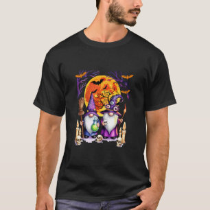 T-shirt Deux gnomes horreur en sorcière Halloween lune app