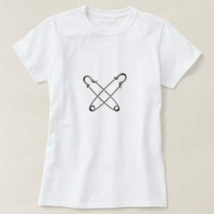 T-shirt Deux goupilles de sécurité argentées croisées