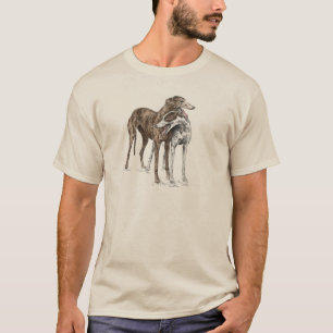 T-shirt Deux Greyhound Friends Dog Art