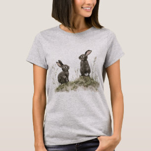 T-shirt Deux lapins gris fumeux