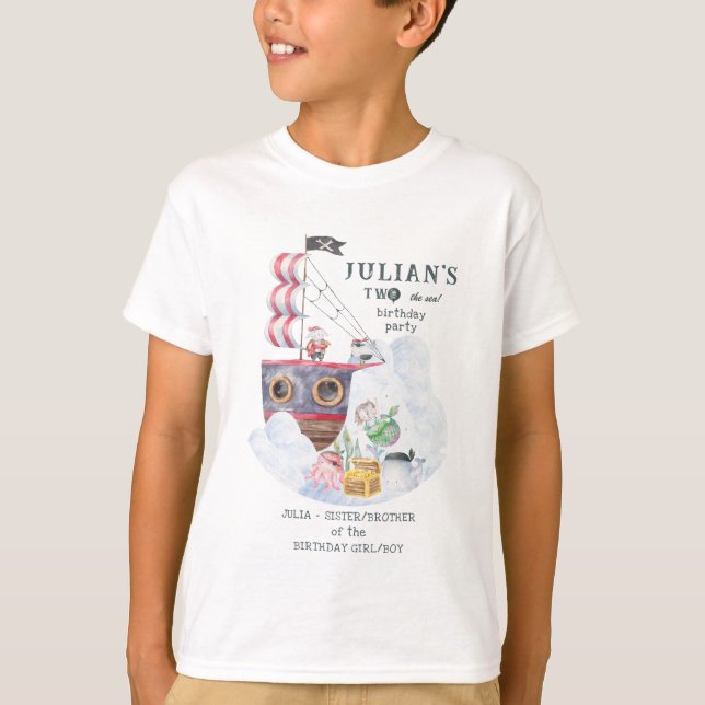 T-shirt Deux le bateau pirate de mer Mermaid 2e anniversai (Devant)