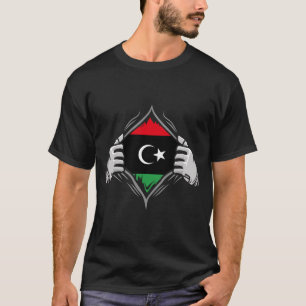 T-shirt Deux mains déchirent le drapeau de la Libye