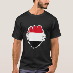 T-shirt Deux Mains Ouverture du Yémen Drapeau poitrine Yém