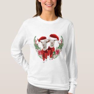 T-shirt Deux mignonnes chèvres Saanen de Noël dans la cour