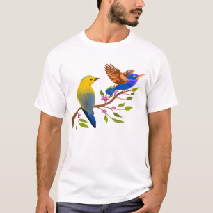 T-shirt Deux moineaux assis sur une branche d'arbre