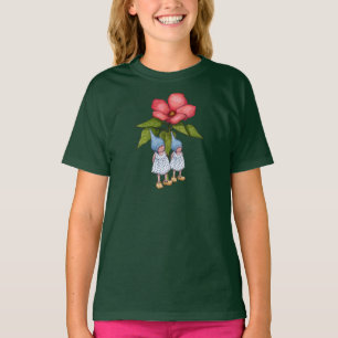 T-shirt Deux peu de filles de gnome avec de grandes fleurs