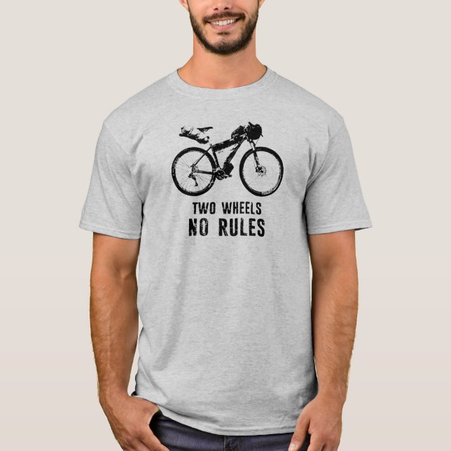 T-shirt Deux Roues Pas De Règles Bikepacking (Devant)