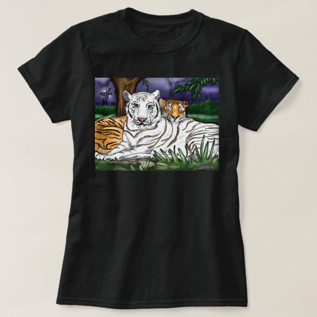 T-shirt deux tigres affectueux (Design devant)