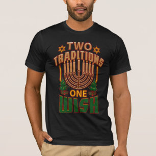 T-shirt Deux traditions un souhait Hanoukka Graphic