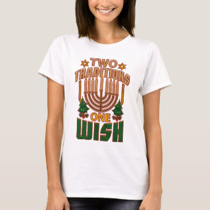 T-shirt Deux traditions un souhait Hanoukka Graphic