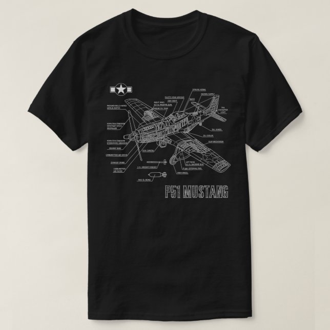 T-shirt Deuxième Guerre mondiale American P51 Mustang Figh (Design devant)