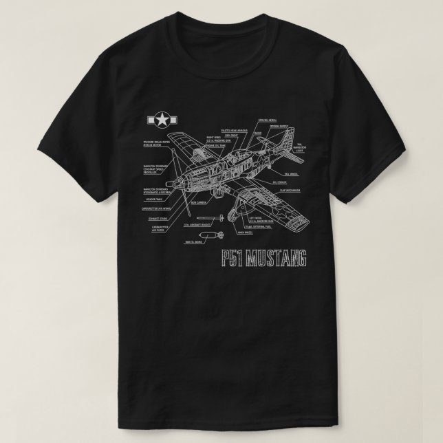 T-shirt Deuxième Guerre mondiale American P51 Mustang Figh (Design devant)