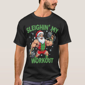 T-shirt Dévalant Mon Entraînement Drôle De Noël Gymnase am