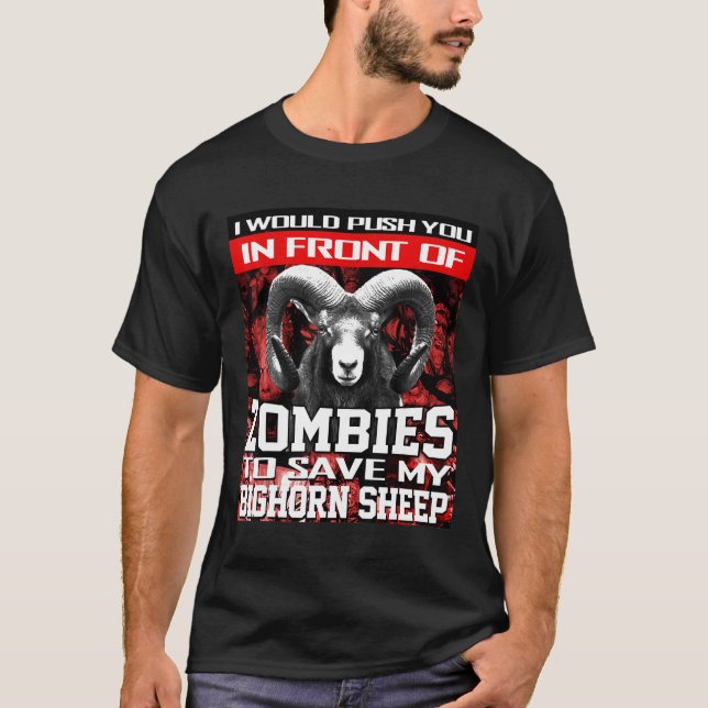 T-shirt Devant Zombies Pour Sauver Mon Mouton Bighorn Ovis (Devant)