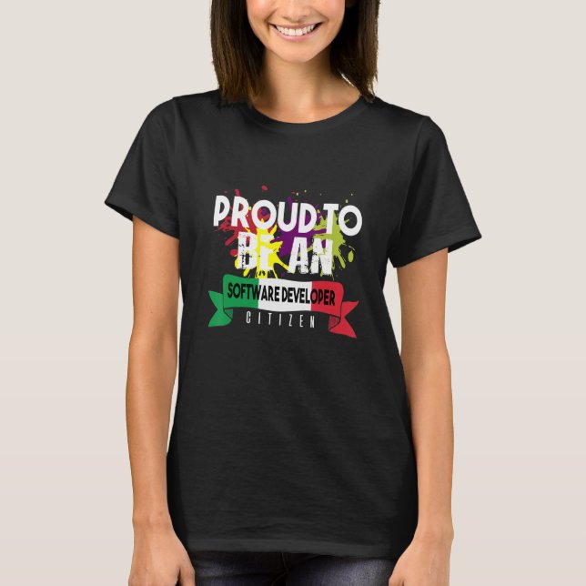T-shirt Développeur de logiciels citoyen fier de sa profes (Devant)