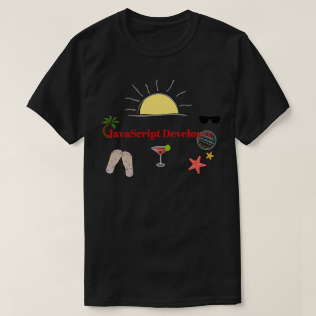 T-shirt Développeur JavaScript en vacances (Design devant)