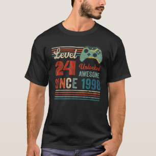T-shirt Déverrouillé Niveau 24 Anniversaire Jeu Vidéo 24 A