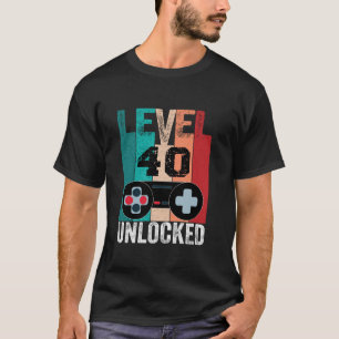 T-shirt Déverrouillé Niveau 40 Anniversaire Vidéo Gamer 40