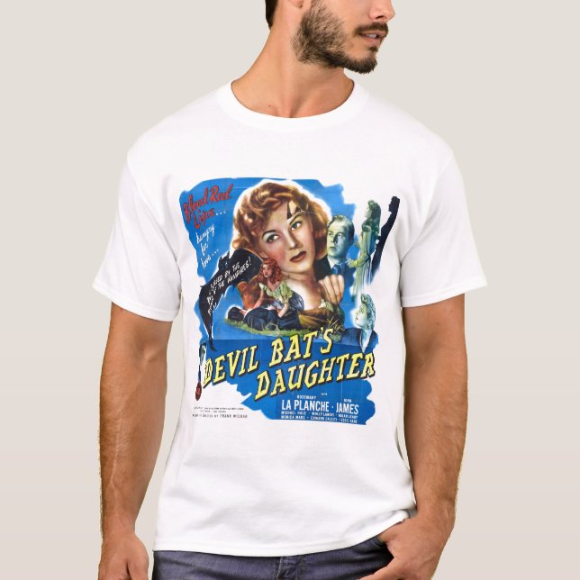 T-shirt Devil Bat's Daughter, poster de film d'horreur vin (Devant)