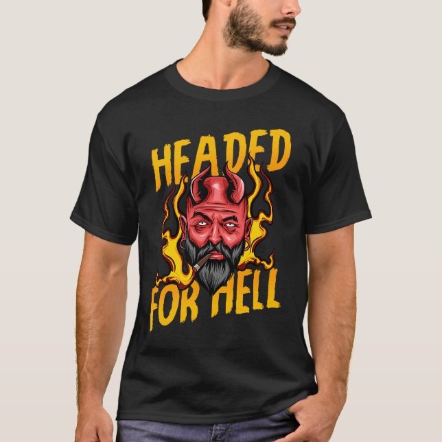 T-shirt Devil Halloween Headed For Bright Cigar Ear Stretc (Devant)