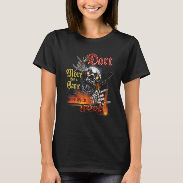T-shirt Devil skeleton design darts a devil good game dart (Devant)