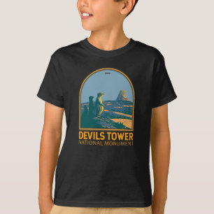 T-shirt Devils Tower Monument national Prairie Chien Vinta