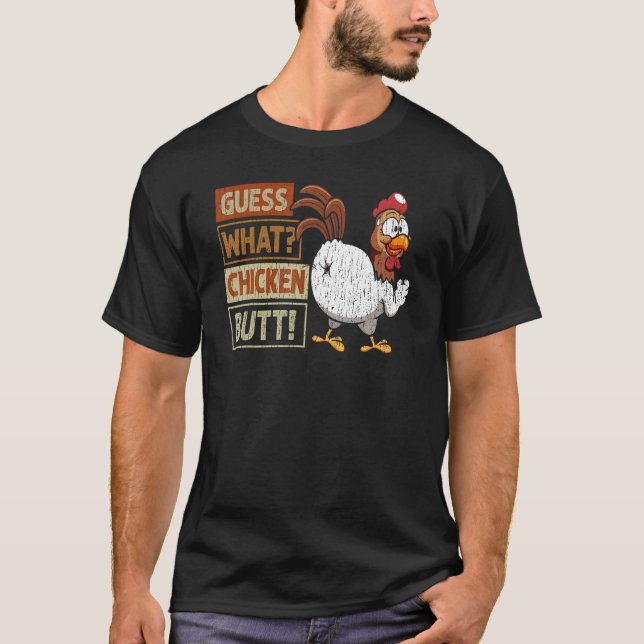 T-shirt Devinez Ce Beurre De Poulet Plaisanterie Retro Vin (Devant)