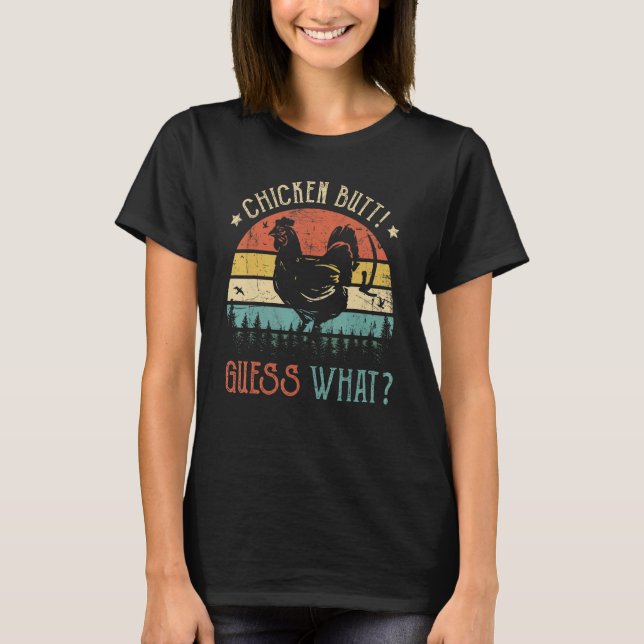T-shirt Devinez Ce Beurre De Poulet Plaisanterie Retro Vin (Devant)